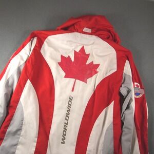 Canada Hypland Windbreaker Jacket Mens M Colorblock Flag Patches Mable Leaf